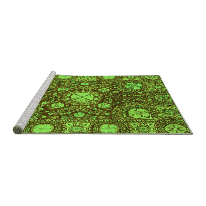Sideview of Machine Washable Abstract Green Modern Area Rugs, wshabs3813grn