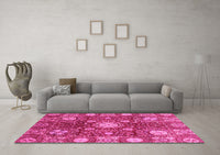 Machine Washable Abstract Pink Modern Rug, wshabs3813pnk