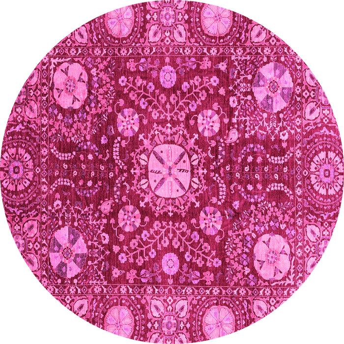 Round Abstract Pink Modern Rug, abs3813pnk