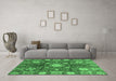 Machine Washable Abstract Emerald Green Modern Area Rugs in a Living Room,, wshabs3813emgrn