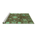 Sideview of Machine Washable Abstract Turquoise Modern Area Rugs, wshabs3813turq