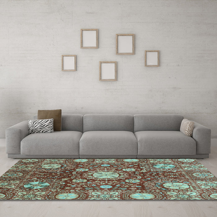 Machine Washable Abstract Light Blue Modern Rug in a Living Room, wshabs3813lblu
