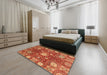 Machine Washable Abstract Red Rug in a Bedroom, wshabs3813