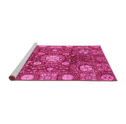 Sideview of Machine Washable Abstract Pink Modern Rug, wshabs3813pnk