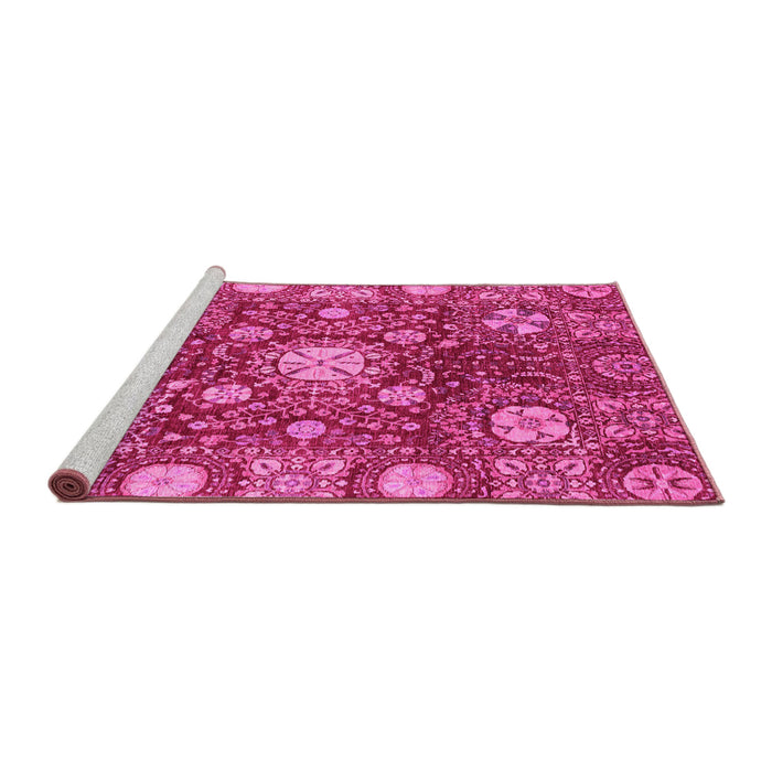 Sideview of Machine Washable Abstract Pink Modern Rug, wshabs3813pnk