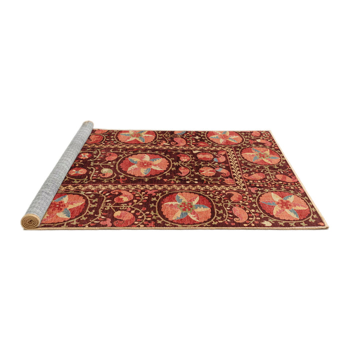 Sideview of Machine Washable Abstract Orange Rug, wshabs3814