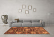 Machine Washable Abstract Brown Modern Rug in a Living Room,, wshabs3814brn