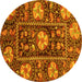 Round Machine Washable Abstract Yellow Modern Rug, wshabs3814yw