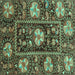 Square Abstract Turquoise Modern Rug, abs3814turq