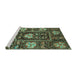 Sideview of Machine Washable Abstract Turquoise Modern Area Rugs, wshabs3814turq