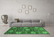 Machine Washable Abstract Emerald Green Modern Area Rugs in a Living Room,, wshabs3814emgrn