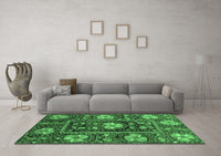 Machine Washable Abstract Emerald Green Modern Rug, wshabs3814emgrn