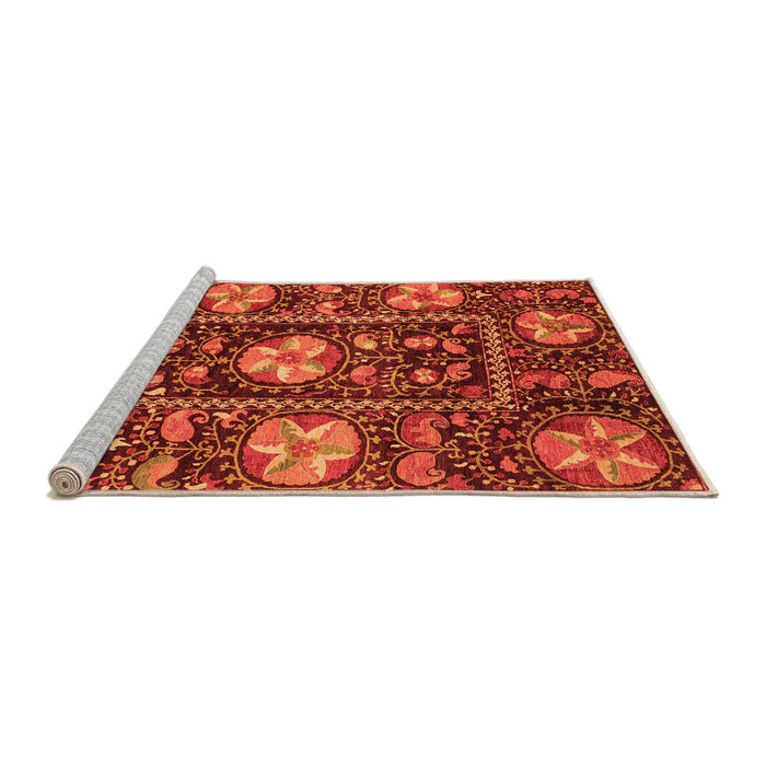 Sideview of Machine Washable Abstract Orange Modern Area Rugs, wshabs3814org