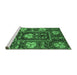 Sideview of Machine Washable Abstract Emerald Green Modern Area Rugs, wshabs3814emgrn