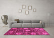 Machine Washable Abstract Pink Modern Rug in a Living Room, wshabs3814pnk