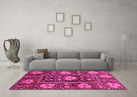 Machine Washable Abstract Pink Modern Rug, wshabs3814pnk