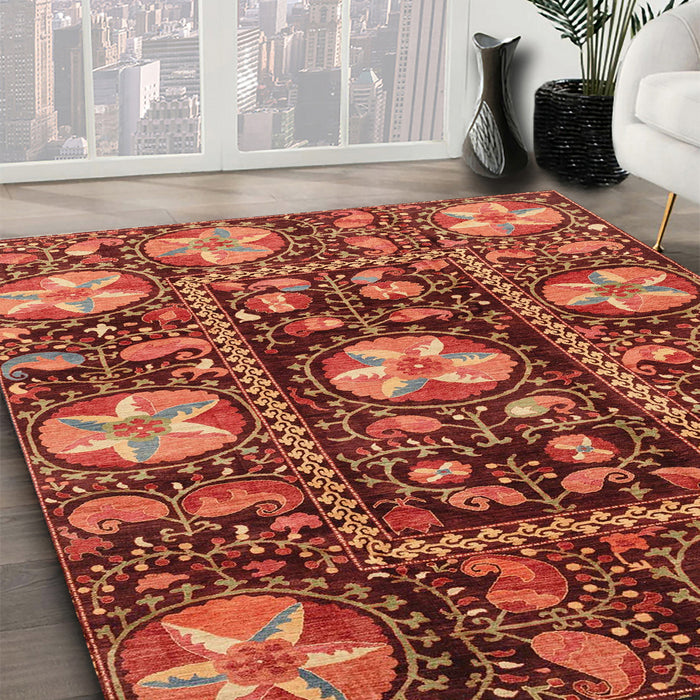 Abstract Orange Modern Rug in Family Room, abs3814