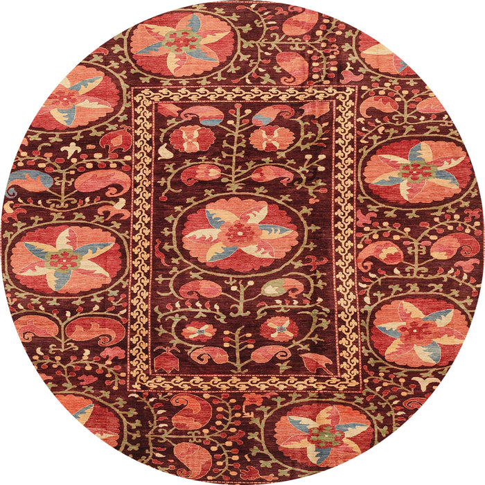 Round Abstract Orange Modern Rug, abs3814