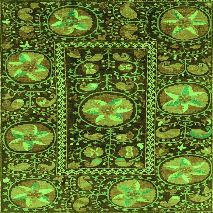 Square Abstract Green Modern Rug, abs3814grn