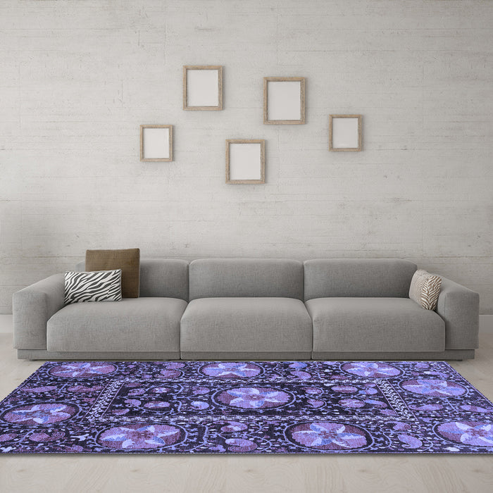Machine Washable Abstract Blue Modern Rug in a Living Room, wshabs3814blu