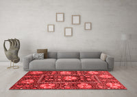 Machine Washable Abstract Red Modern Rug, wshabs3814red