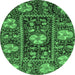 Round Abstract Emerald Green Modern Rug, abs3814emgrn