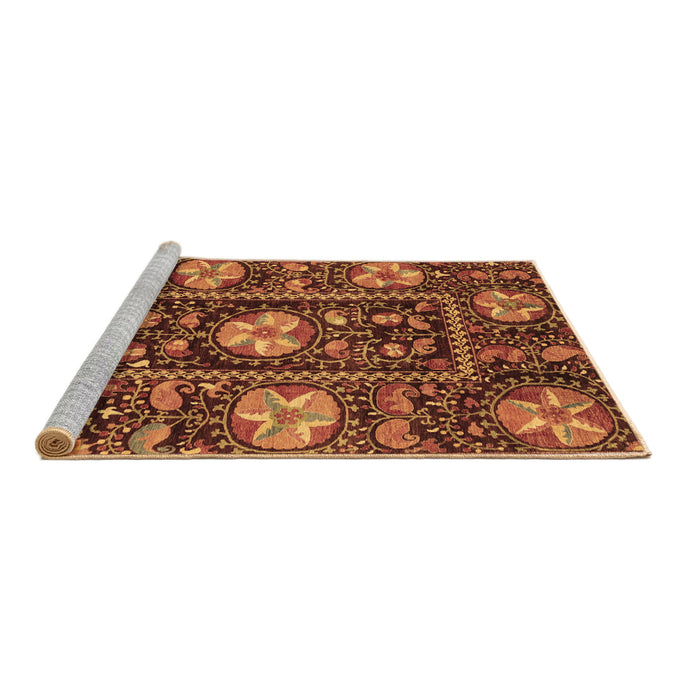 Sideview of Machine Washable Abstract Brown Modern Rug, wshabs3814brn