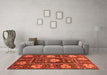 Machine Washable Abstract Orange Modern Area Rugs in a Living Room, wshabs3814org