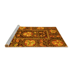 Sideview of Machine Washable Abstract Yellow Modern Rug, wshabs3814yw