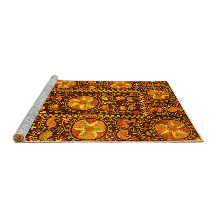 Sideview of Machine Washable Abstract Yellow Modern Rug, wshabs3814yw