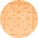 Round Oriental Orange Traditional Rug, abs3815org