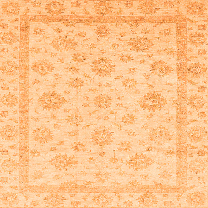 Square Machine Washable Oriental Orange Traditional Area Rugs, wshabs3815org