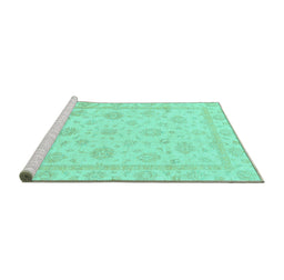 Sideview of Machine Washable Oriental Turquoise Traditional Area Rugs, wshabs3815turq