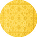 Round Oriental Yellow Traditional Rug, abs3815yw