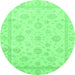 Round Oriental Emerald Green Traditional Rug, abs3815emgrn