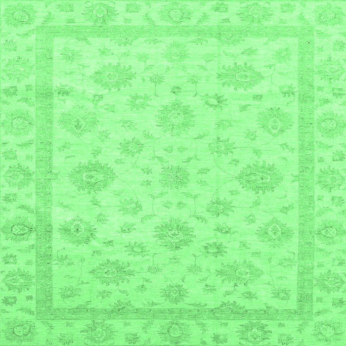 Square Machine Washable Oriental Emerald Green Traditional Area Rugs, wshabs3815emgrn