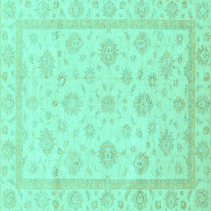 Square Machine Washable Oriental Turquoise Traditional Area Rugs, wshabs3815turq