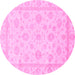 Round Oriental Pink Traditional Rug, abs3815pnk