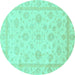 Round Oriental Turquoise Traditional Rug, abs3815turq