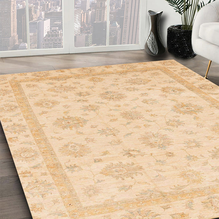 Machine Washable Abstract Brown Gold Rug in a Family Room, wshabs3815