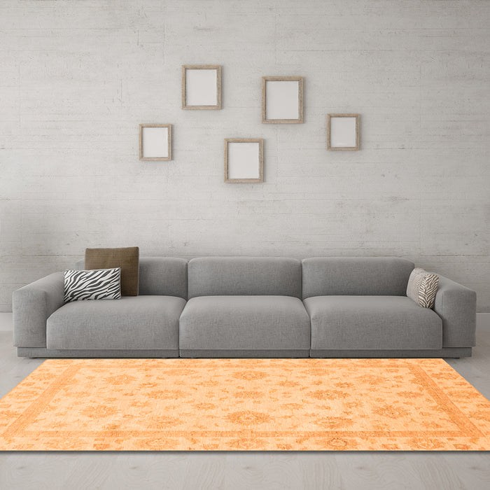 Machine Washable Oriental Orange Traditional Area Rugs in a Living Room, wshabs3815org