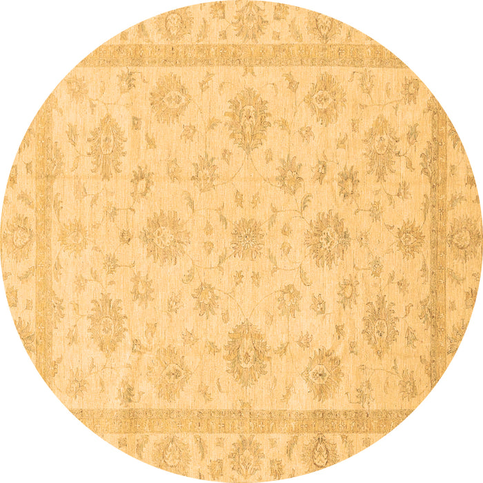 Round Oriental Brown Traditional Rug, abs3815brn