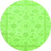 Round Oriental Green Traditional Rug, abs3815grn