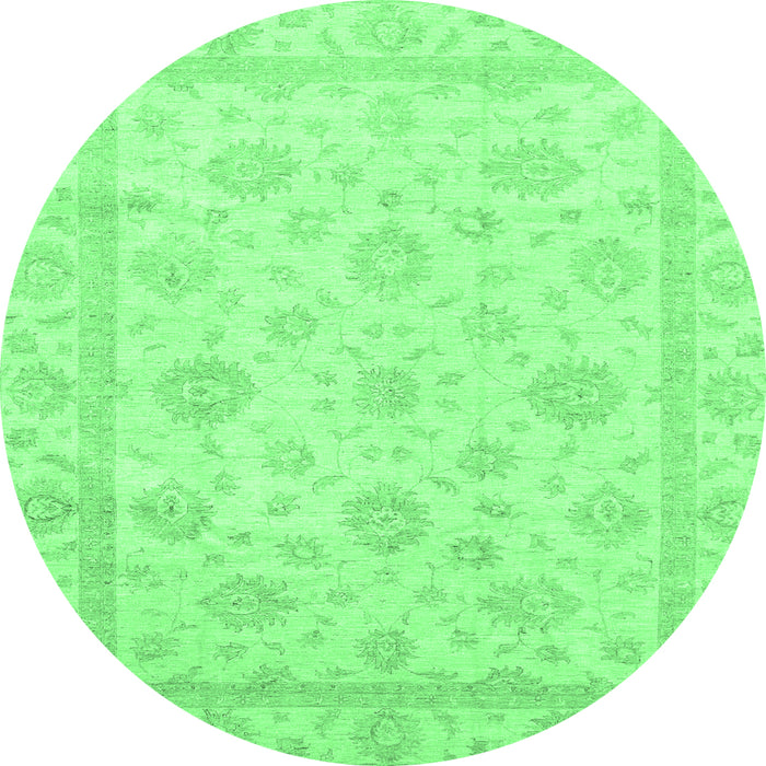 Round Machine Washable Oriental Emerald Green Traditional Area Rugs, wshabs3815emgrn