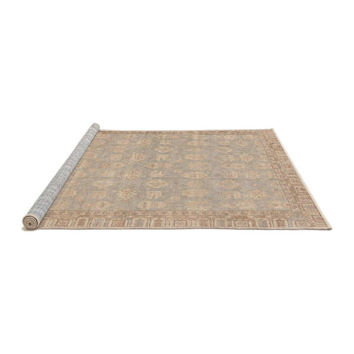 Sideview of Machine Washable Abstract Light Copper Gold Rug, wshabs3816