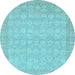 Round Machine Washable Abstract Light Blue Modern Rug, wshabs3816lblu