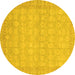 Round Abstract Yellow Modern Rug, abs3816yw