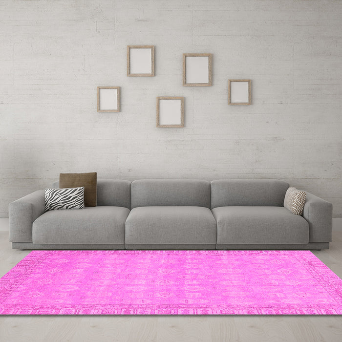 Machine Washable Abstract Pink Modern Rug in a Living Room, wshabs3816pnk