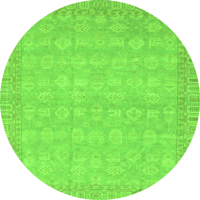 Round Machine Washable Abstract Green Modern Area Rugs, wshabs3816grn