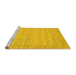 Sideview of Machine Washable Abstract Yellow Modern Rug, wshabs3816yw